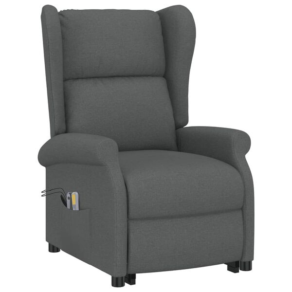 vidaXL Sill&oacute;n de masaje elevable tela gris oscuro