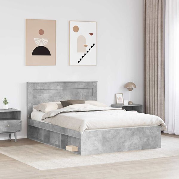 vidaXL Estructura de cama Concreto 140 x 190 cm Madera de pino macizo