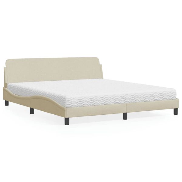 vidaXL Cama con colchón Dover de tela color crema 180x200 cm