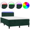 vidaXL Cama box spring colch&oacute;n y LED terciopelo verde oscuro 120x190cm