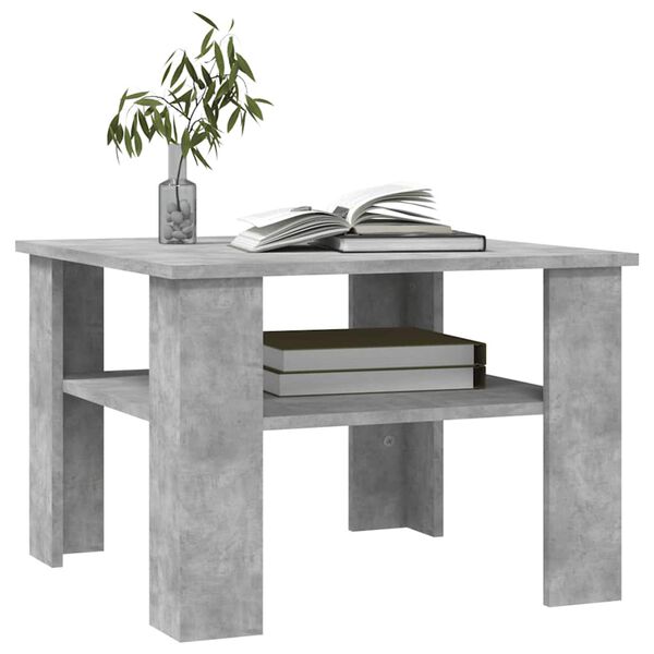 vidaXL Mesa de centro madera contrachapada gris hormigón 60x60x42 cm