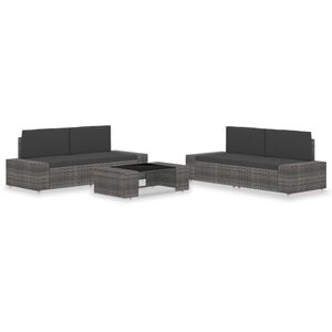 vidaXL Juego de muebles de jard&iacute;n 5 piezas rat&aacute;n sint&eacute;tico gris