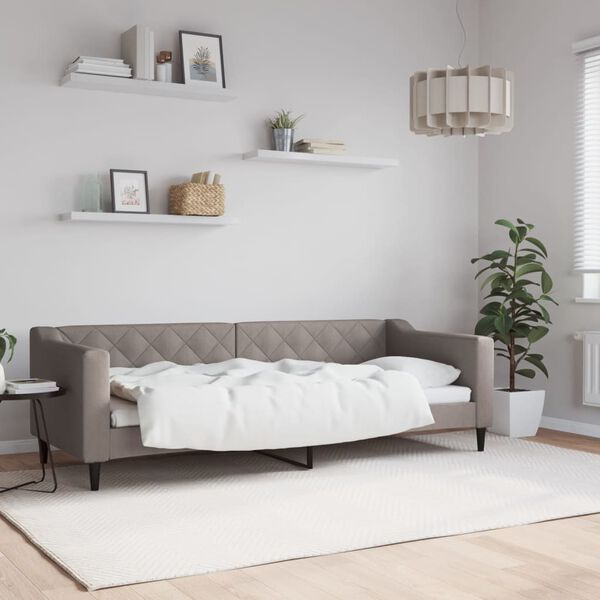 vidaXL Sof&aacute; cama sin colch&oacute;n tela gris taupe 80x200 cm