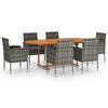 vidaXL Juego de comedor jard&iacute;n 7 pzas rat&aacute;n sint&eacute;tico gris antracita