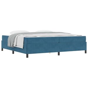 vidaXL Estructura de cama con colch&oacute;n Azul Oscuro 200 x 200 cm tela