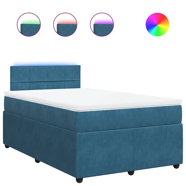 vidaXL Cama box spring con colch&oacute;n terciopelo azul 120x190 cm