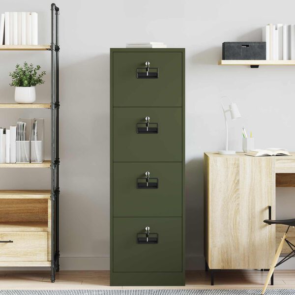vidaXL Mueble archivador con caj&oacute;n 2 pcs Verde Oliva 44 x 50 x 139 cm