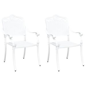 vidaXL Silla de Jardín 2 pcs Blanco 55 x 56.5 x 91cm Aluminio