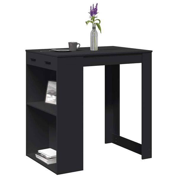 vidaXL Mesa alta de bar madera ingeniería negra 102x70x103,5 cm