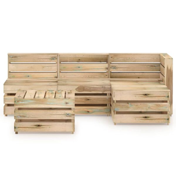 vidaXL Set de muebles de jard&iacute;n 5 pzas madera de pino impregnada verde