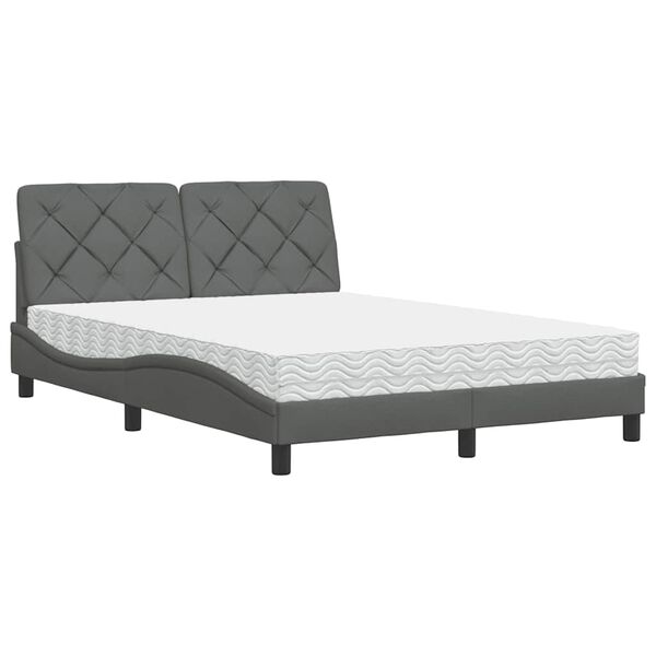 vidaXL Cama con colch&oacute;n tela gris oscuro 120x200 cm