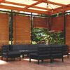 vidaXL Muebles de jard&iacute;n 9 pzas y cojines negro madera maciza de pino