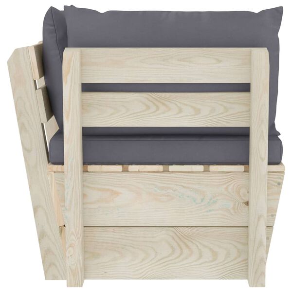 vidaXL Sofá de esquina de palets de jardín cojines abeto impregnado