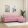 vidaXL Sof&aacute; de 3 plazas con taburete de terciopelo rosa180 cm