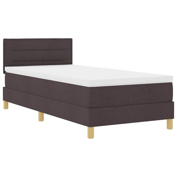 vidaXL Cama tipo Box Spring con coj&iacute;n Marr&oacute;n Oscuro 90 x 200 cm tela