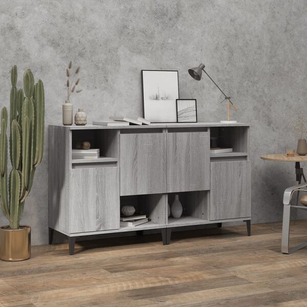 vidaXL Aparadores 2 uds madera contrachapada gris Sonoma 60x35x70 cm