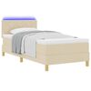 vidaXL Cama Box Spring LED con colch&oacute;n con LED Crema 100 x 200 cm tela
