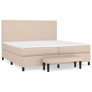 vidaXL Cama box spring con colch&oacute;n cuero sint&eacute;tico capuchino 200x200cm