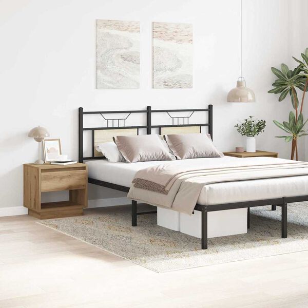 vidaXL Mesita de Noche con cajón 2 pcs Roble artesanal 45 x 34 x 44 cm