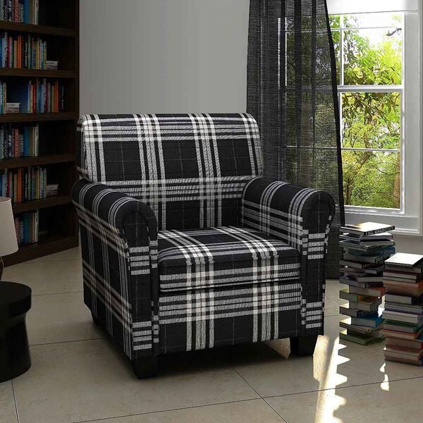 vidaXL Sillón con cojín de tela negro