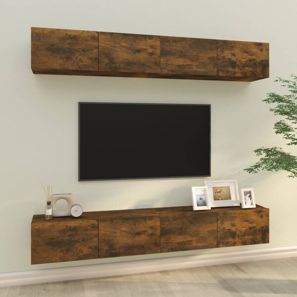 vidaXL Muebles de TV 4 piezas roble ahumado 100x30x30 cm