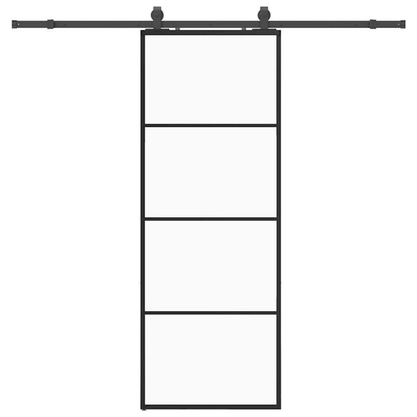 vidaXL Puerta corredera con juego herrajes negro 76x205 cm ESG vidrio