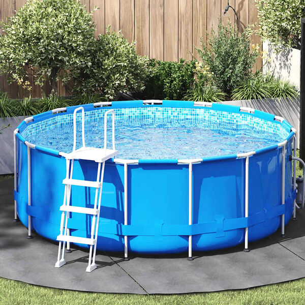 vidaXL Tapiz de suelo piscina geotextil de poli&eacute;ster gris claro &Oslash;306cm