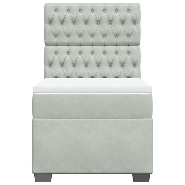 vidaXL Cama box spring con colch&oacute;n terciopelo gris claro 100x200 cm