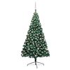 vidaXL Medio &aacute;rbol de Navidad con luces y bolas verde 210 cm