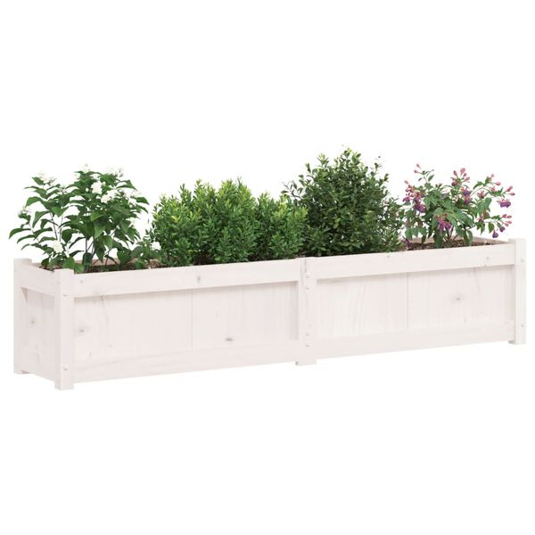 vidaXL Jardinera de madera maciza de pino blanca 150x31x31 cm