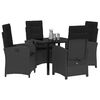 vidaXL Conjunto de Comedor de Jard&iacute;n 5 pcs Negro rat&aacute;n sint&eacute;tico