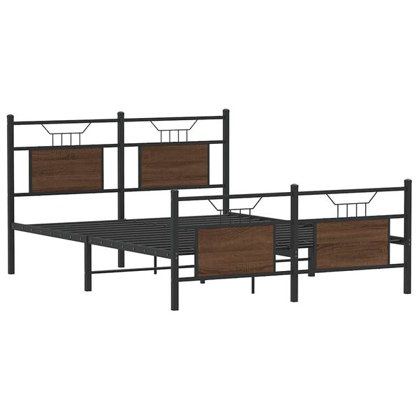 vidaXL Estructura de cama sin colchón madera marrón roble 137x190 cm