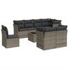 vidaXL Set de muebles de jard&iacute;n 9 pzas y cojines rat&aacute;n sint&eacute;tico gris