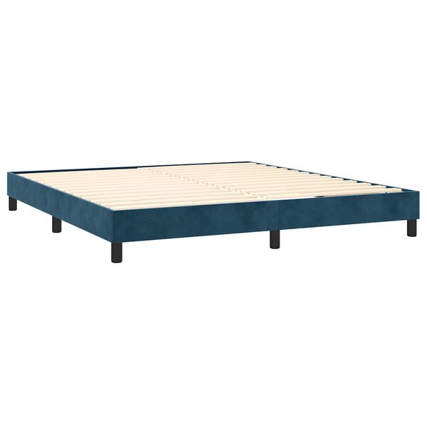 vidaXL Cama box spring con colch&oacute;n terciopelo azul oscuro 160x200 cm