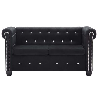 vidaXL Chesterfield sofá de 2 plazas de terciopelo 146x75x72 cm negro
