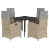 vidaXL Set comedor de jard&iacute;n 5 pzas con cojines rat&aacute;n sint&eacute;tico beige