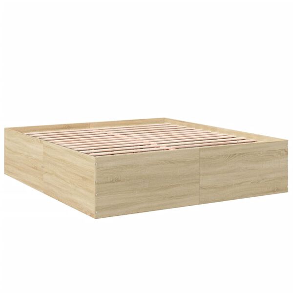 vidaXL Estructura de cama madera de ingenier&iacute;a roble Sonoma 180x200 cm