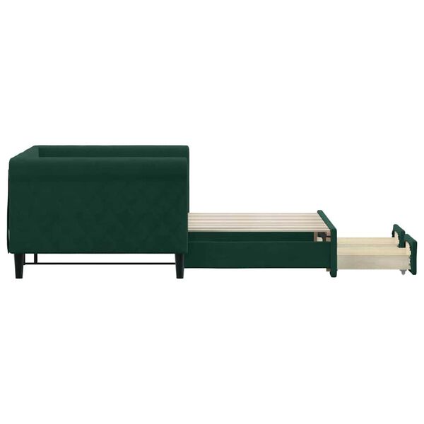 vidaXL Sof&aacute; cama nido con cajones terciopelo verde oscuro 90x200 cm