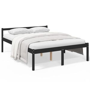 vidaXL Cama senior de matrimonio sin colch&oacute;n negro 150x200 cm
