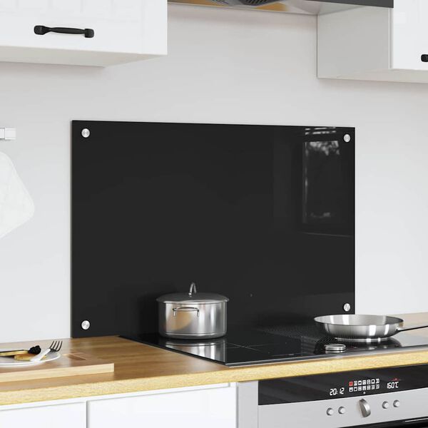 vidaXL Salpicadero de cocina Negro 80 x 50 cm vidrio templado