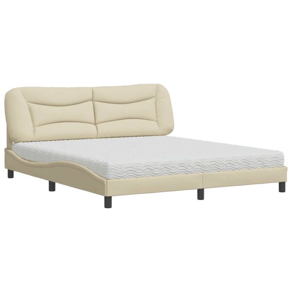 vidaXL Cama con colch&oacute;n Hvar de tela color crema 180x200 cm