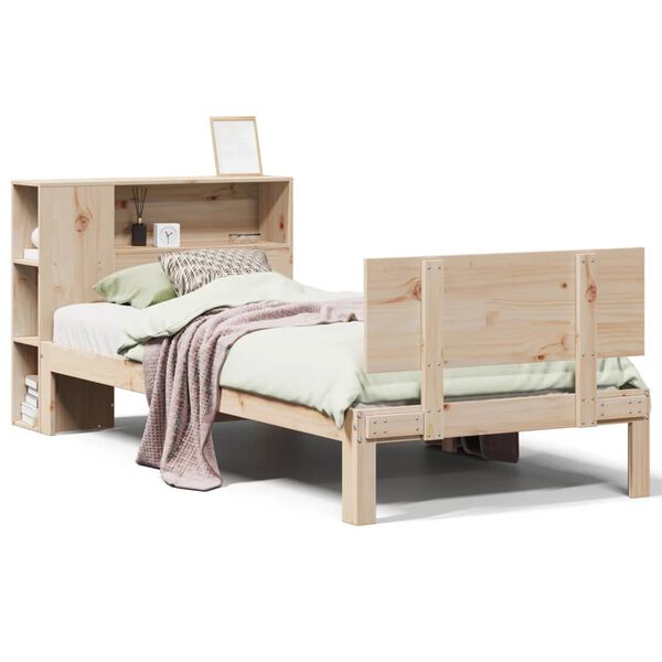 vidaXL Cama con estanter&iacute;a sin colch&oacute;n madera maciza de pino 100x200cm