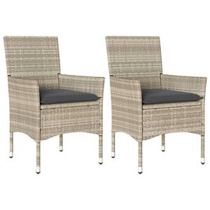 vidaXL Sillones de jard&iacute;n con cojines 2 uds rat&aacute;n sint&eacute;tico gris