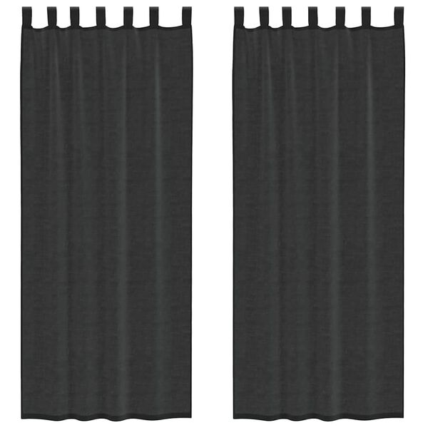 vidaXL Cortinas de gasa con trabillas 2 uds. negro