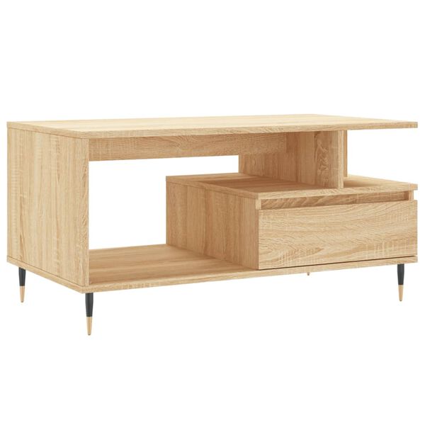 vidaXL Mesa de centro madera contrachapada roble Sonoma 90x49x45 cm