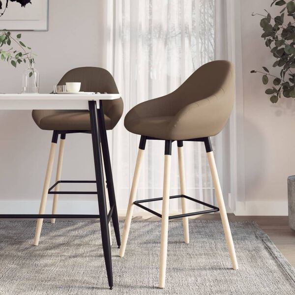 vidaXL Taburetes de barra de cocina 2 unidades tela marr&oacute;n