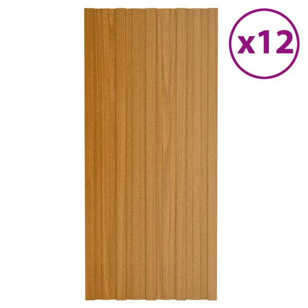 vidaXL Panel de tejado acero galvanizado color madera 12 uds 100x45 cm