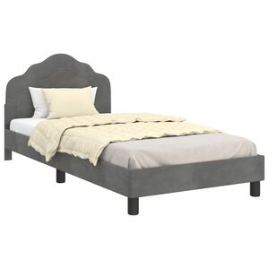 vidaXL Cama para ni&ntilde;os con cabecero Gris oscuro 90 x 200 cm Terciopelo