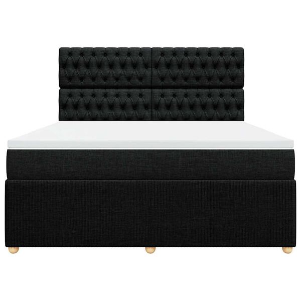 vidaXL Cama box spring con colch&oacute;n tela negro 180x200 cm