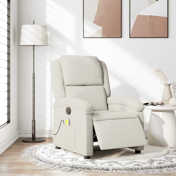 vidaXL Sill&oacute;n reclinable de masaje el&eacute;ctrico terciopelo color crema